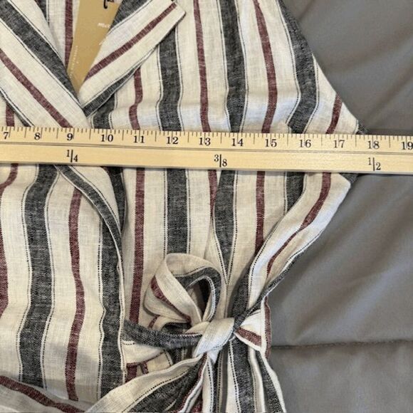 NWT Love Tree Linen Blend Short Romper Wrap Front Side Tie Hidden Zip Medium - Picture 9 of 12